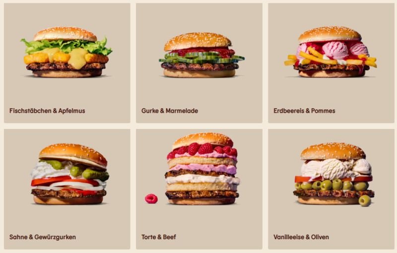 Crazy combinations of burgers